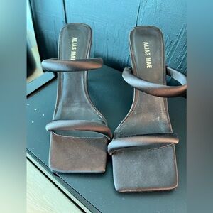 Alias Mae Ashley Sandal in Chocolate Brown satin size 38